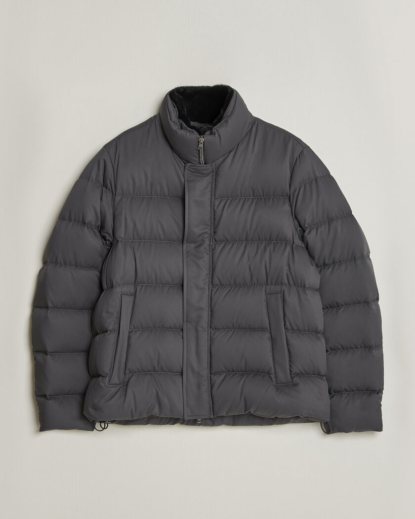 Herno Faux Fur Down Jacket Dark Grey – Grigio