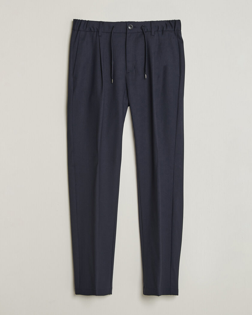 Herno Pleated Wool Trousers Navy – Blu