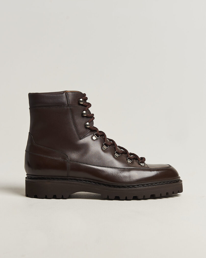 John Lobb Sommet Lace Up Boots Dark Brown Calf – Marrone