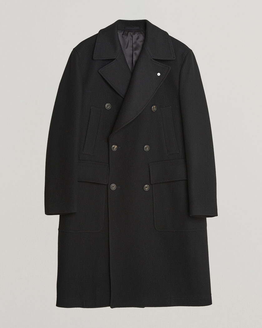 L.B.M. 1911 Double Breasted Wool/Cashmere Coat Black – Nero