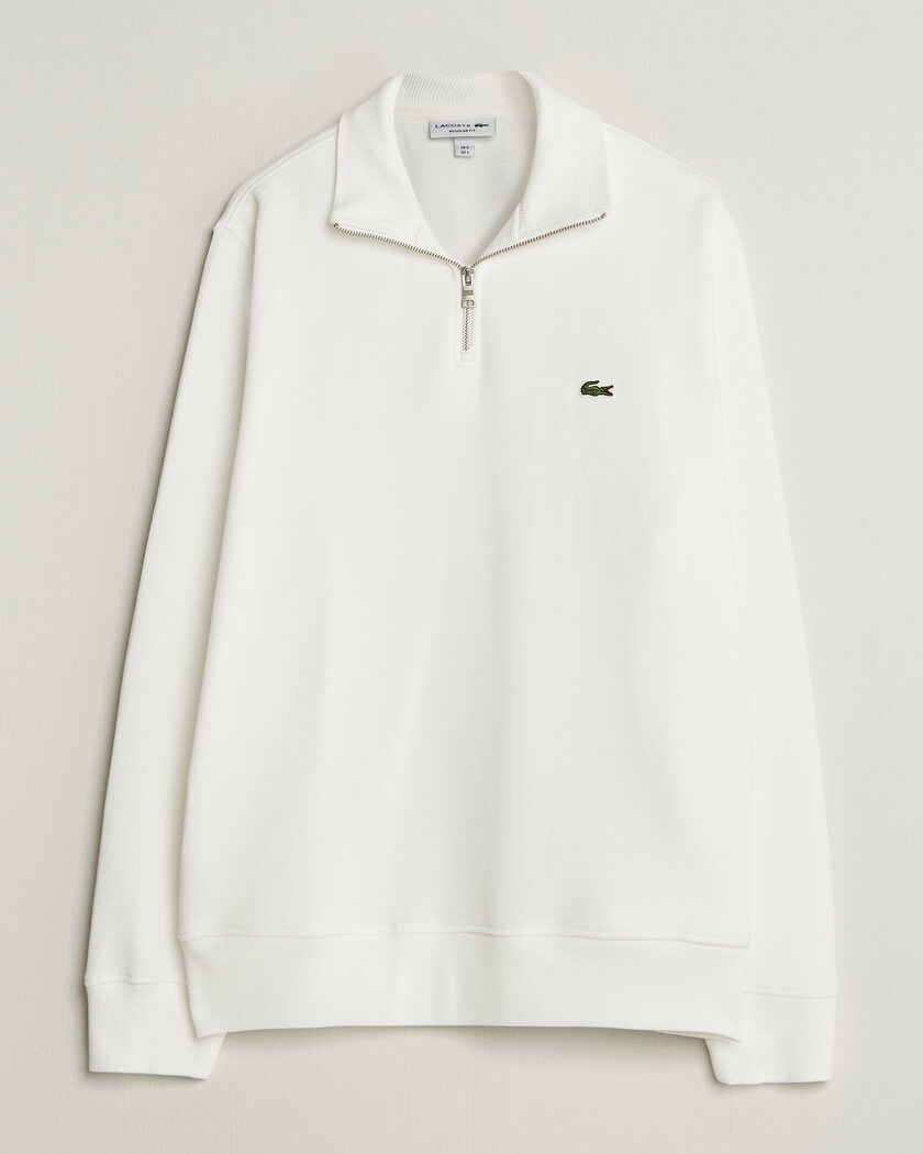Lacoste Rib Interlock Half Zip Flour – Bianco