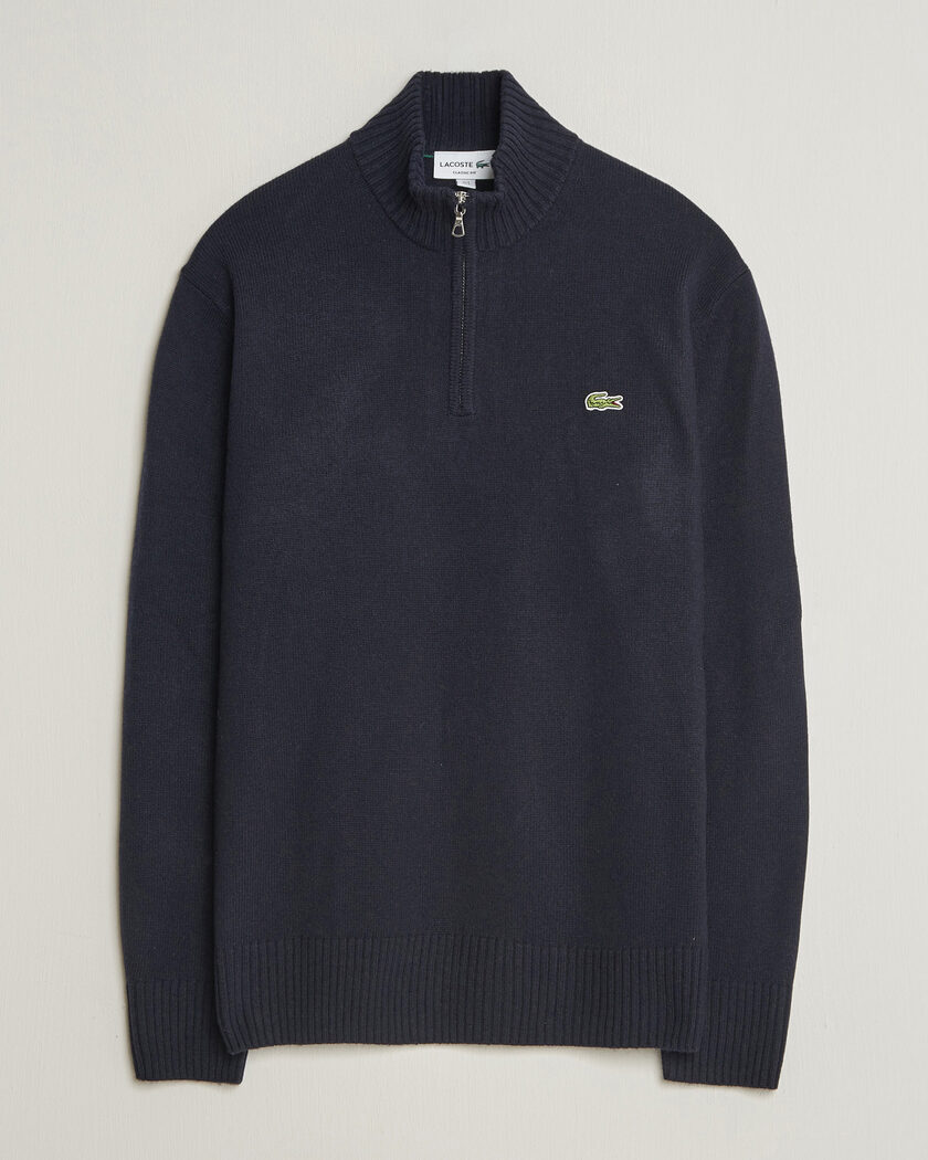 Lacoste Carded Wool Half Zip Navy Blue – Blu