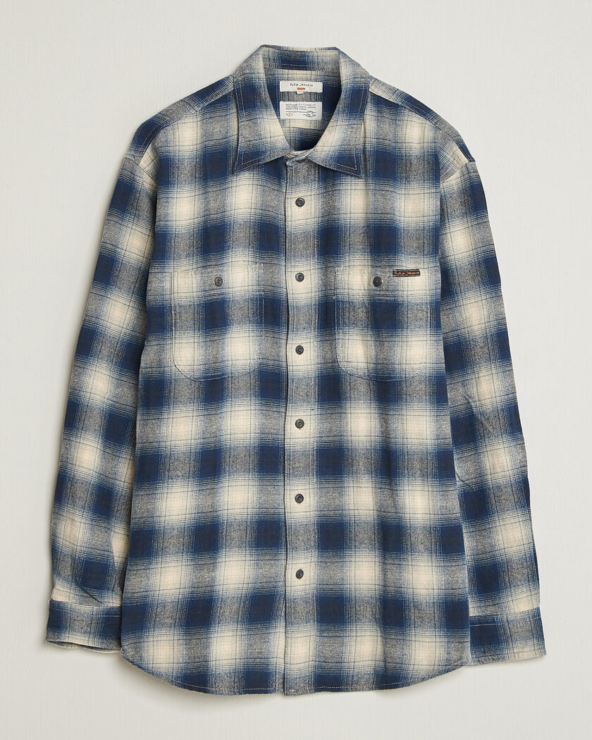 Nudie Jeans Julian Worker Checked Shirt Blue – Blu