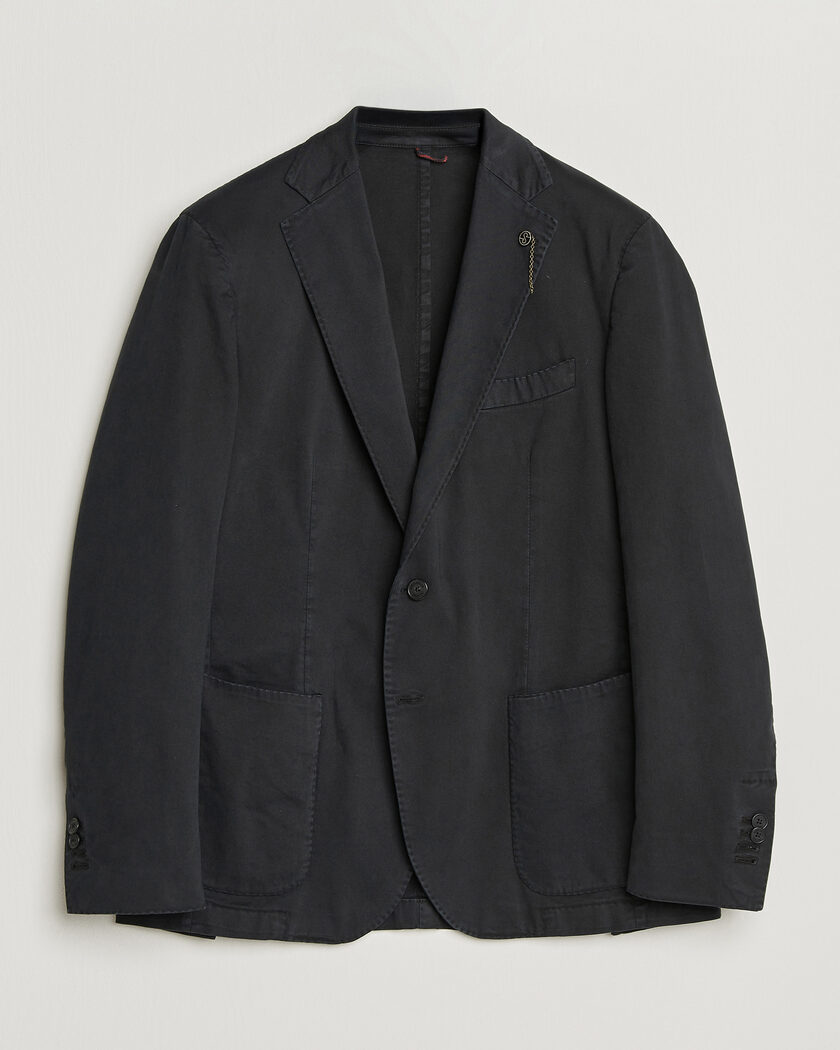Santaniello Washed Cotton Patch Pocket Blazer Black – Nero