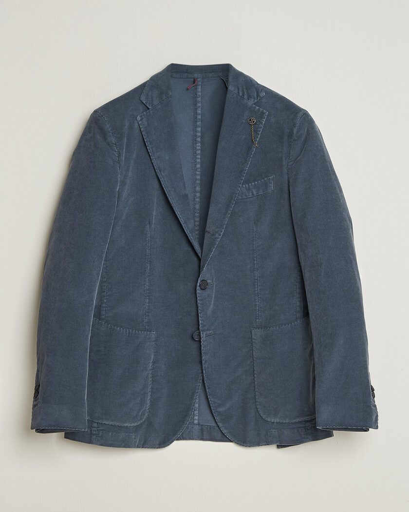 Santaniello Corduroy Patch Pocket Blazer Iron Blue – Blu