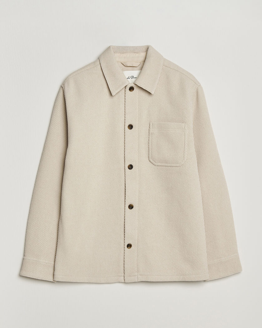 LES DEUX Twill Wool Overshirt Ivory – Bianco