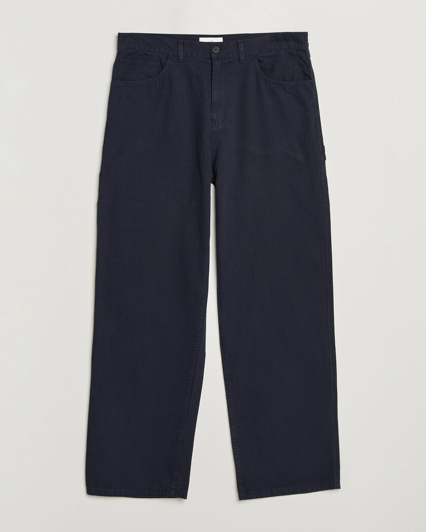 LES DEUX Roi Carpenter Herringbone Pants Dark Navy – Blu