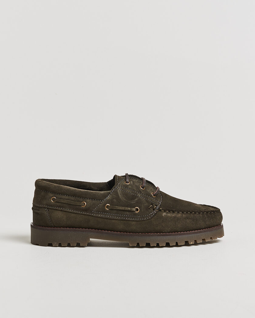 LES DEUX Suede Boatshoe Rosin Green – Verde