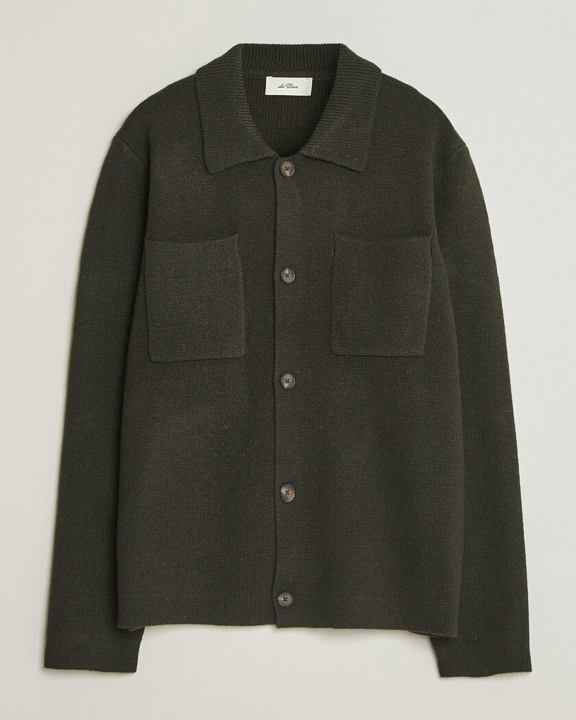 LES DEUX Milano Knit Overshirt Rosin Green – Verde