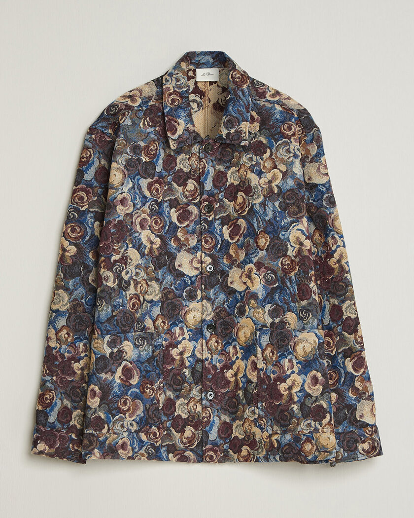 LES DEUX Flower Jaquard Overshirt Blue Multi – Blu