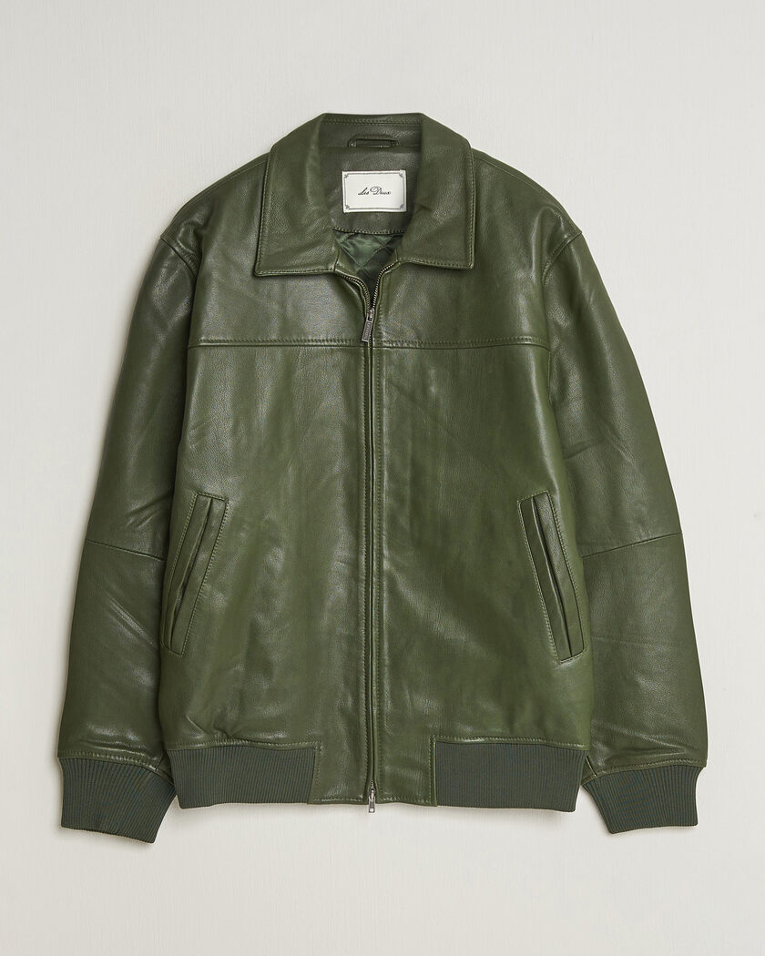 LES DEUX Leather Varsity Jacket Rifle Green – Verde