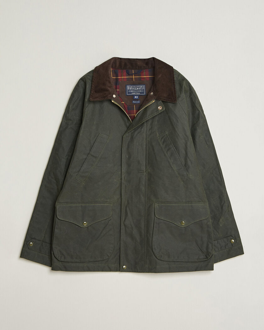  Manifattura Ceccarelli Rain Caban Wax Cloth Dark Green – Verde