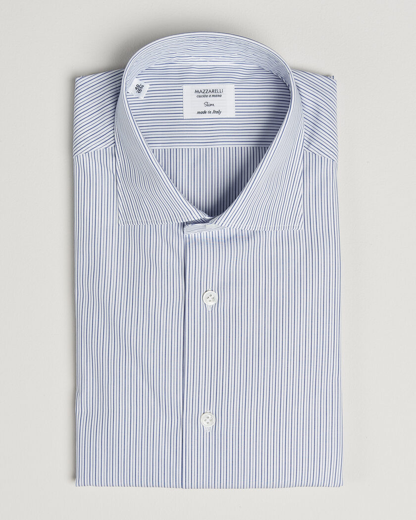 Mazzarelli Soft Cotton Popeline Shirt Blue Stripe – Blu
