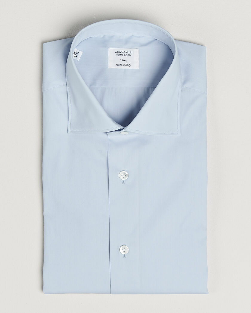 Mazzarelli Soft Cotton Popeline Shirt Light Blue – Blu