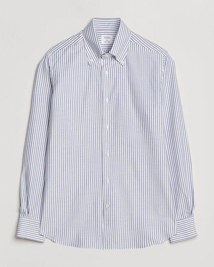 Mazzarelli Soft Oxford Button Down Shirt Blue Stripe – Blu