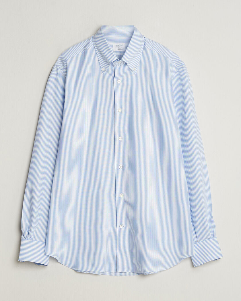 Mazzarelli Soft Oxford Button Down Shirt Light Blue Stripe – Blu
