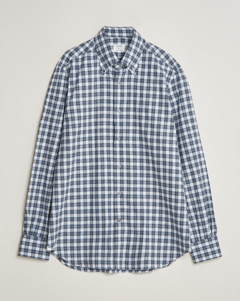 Mazzarelli Soft Flannel Button Down Shirt Navy – Blu