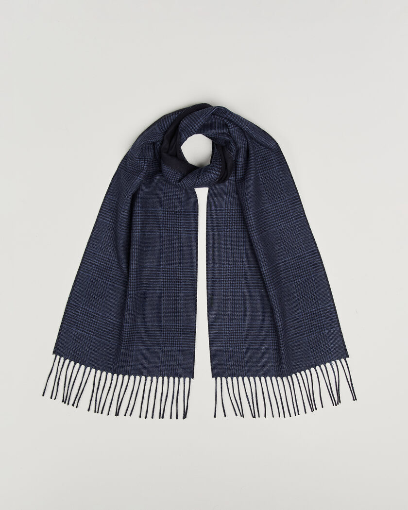 Piacenza Cashmere Cashmere/Silk Glencheck Scarf Navy – Blu