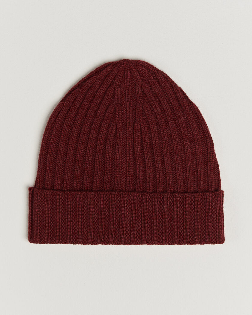 Piacenza Cashmere Ribbed Cashmere Beanie Burgundy – Rosso