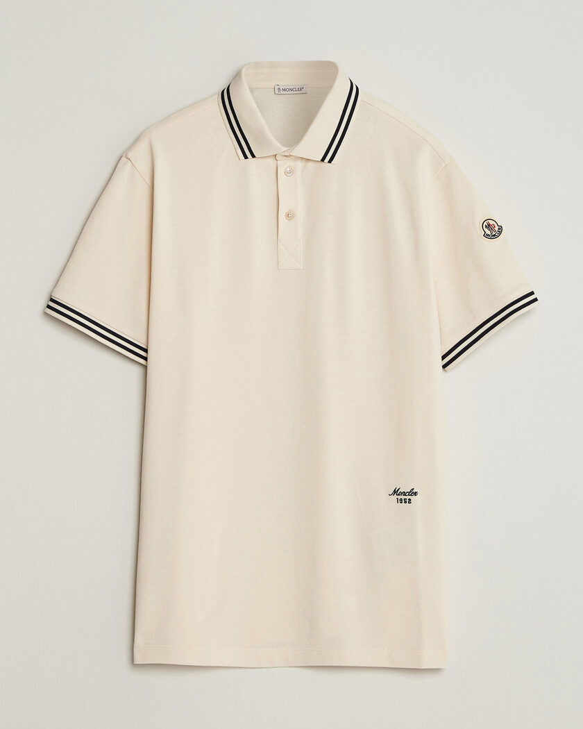 Moncler Contrast Collar Polo Off White – Bianco