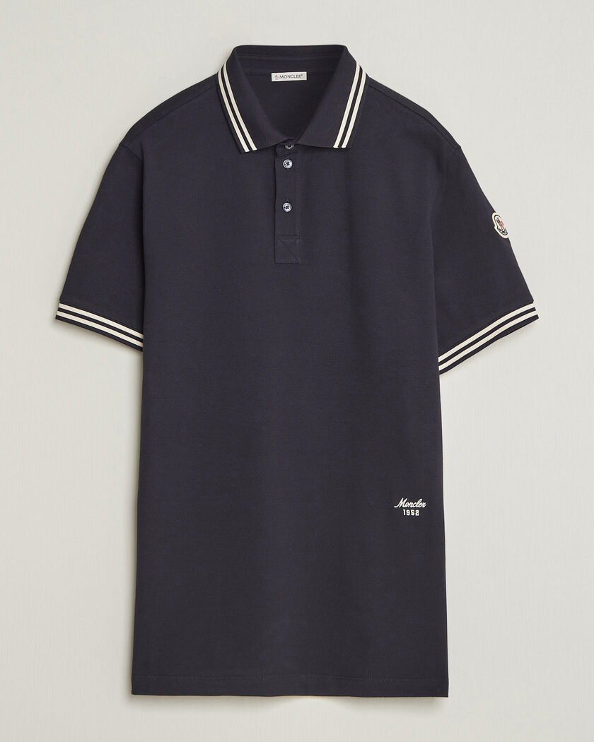 Moncler Contrast Collar Polo Navy – Blu