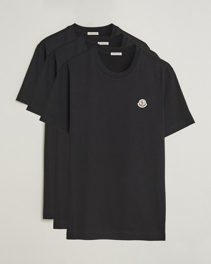 Moncler 3-Pack Logo T-Shirts Black – Nero