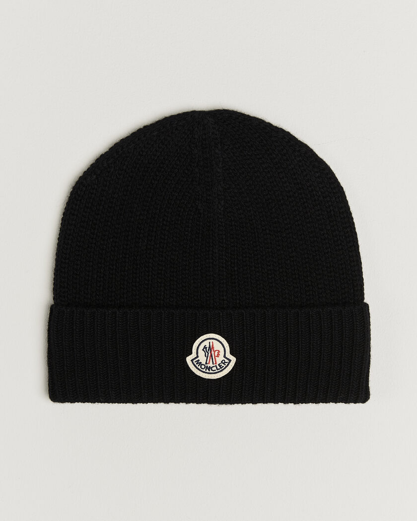 Moncler Rib Wool Beanie Black – Nero