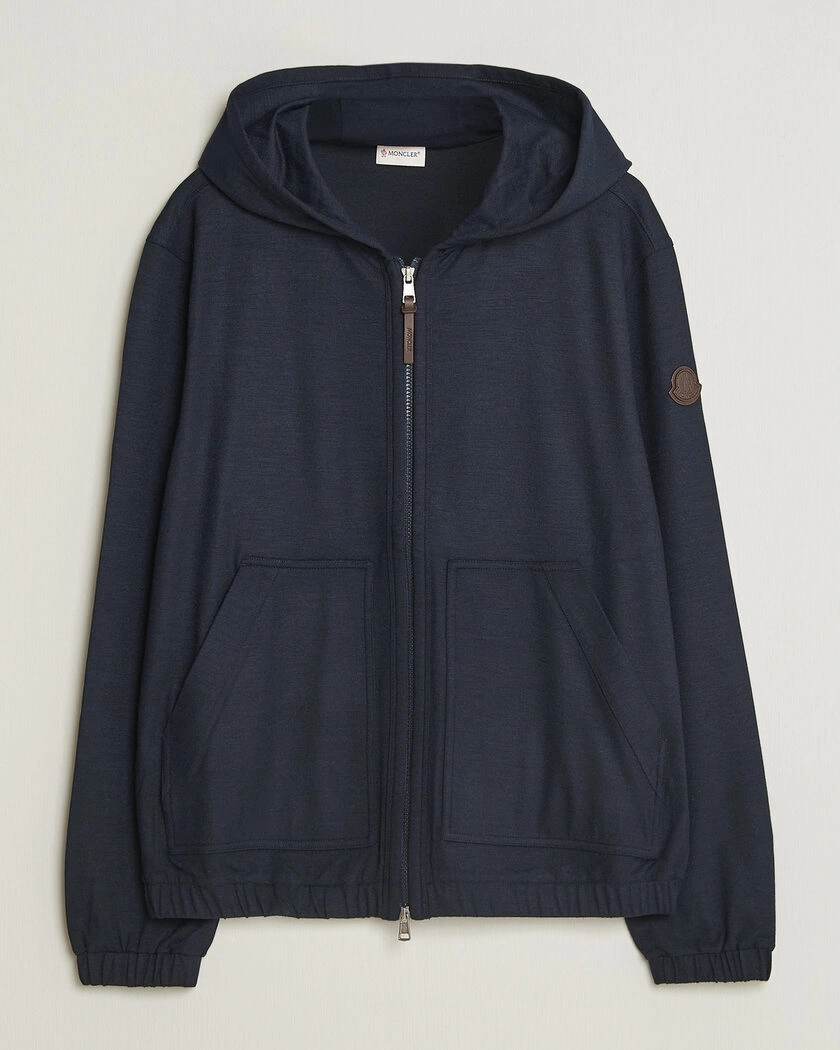 Moncler Full Zip Flannel Hoodie Navy – Blu