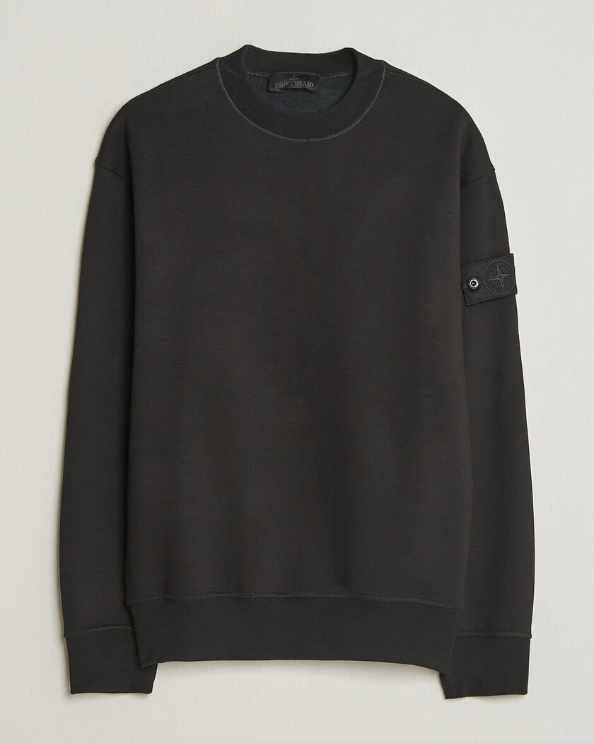 Stone Island Ghost Cotton/Wool Fleece Sweatshirt Black – Nero