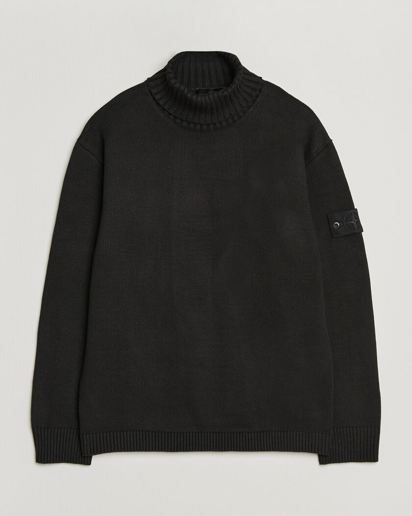 Stone Island Ghost Plush Stitch Winter Cotton Rollneck Black – Nero