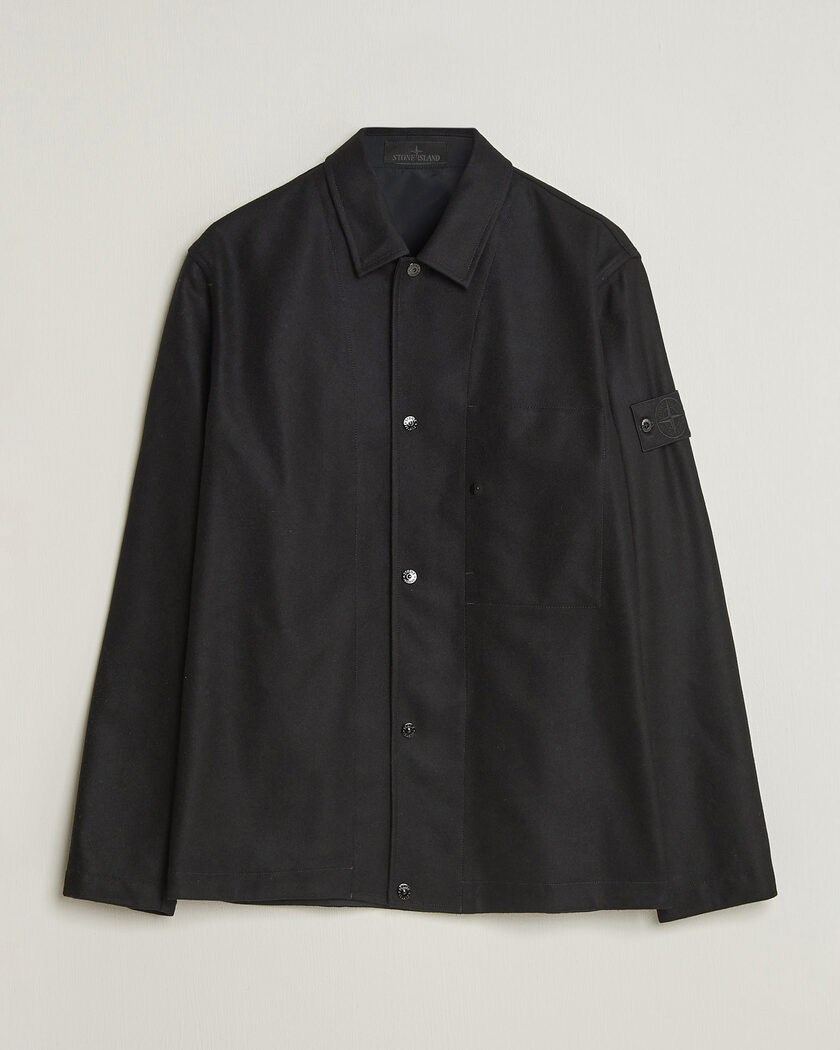 Stone Island Ghost Wool/Nylon Flannel Overshirt Black – Nero