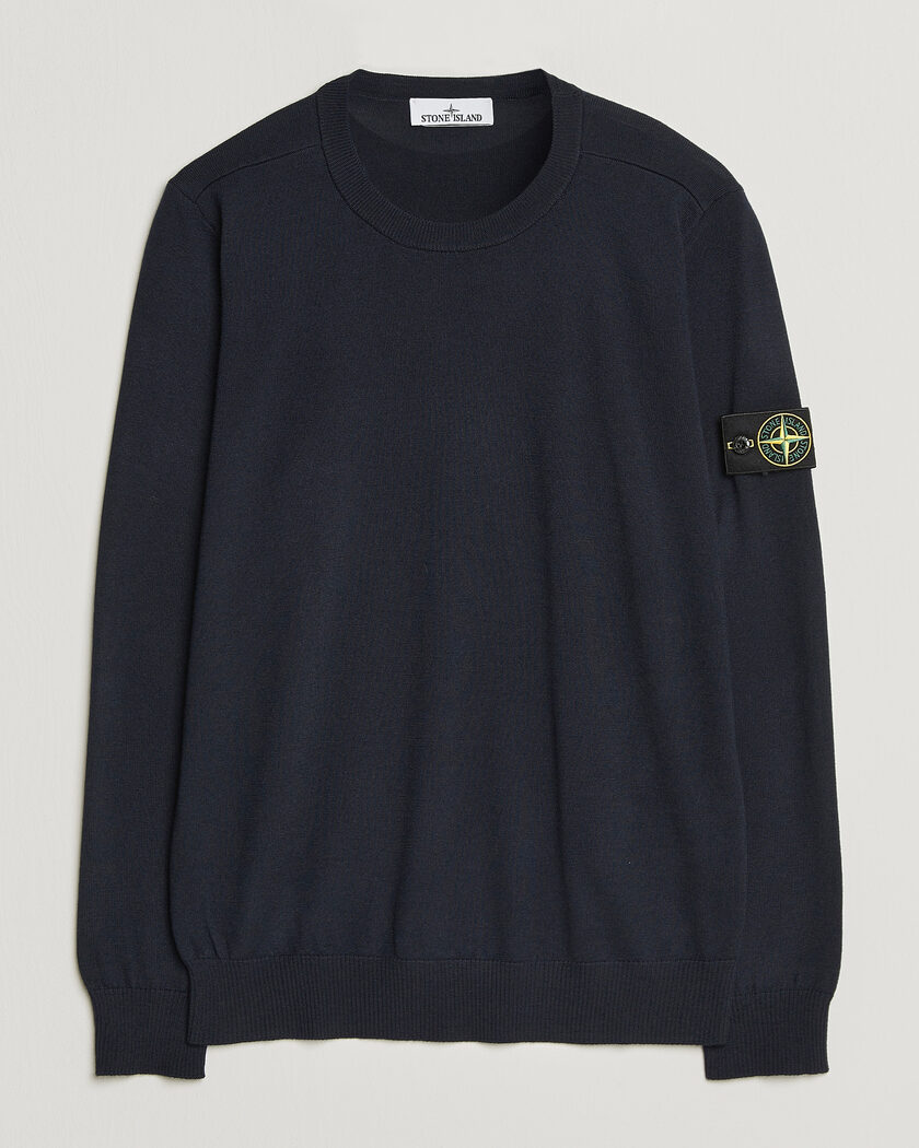 Stone Island Light Pure Wool Crew Neck Navy Blue – Blu