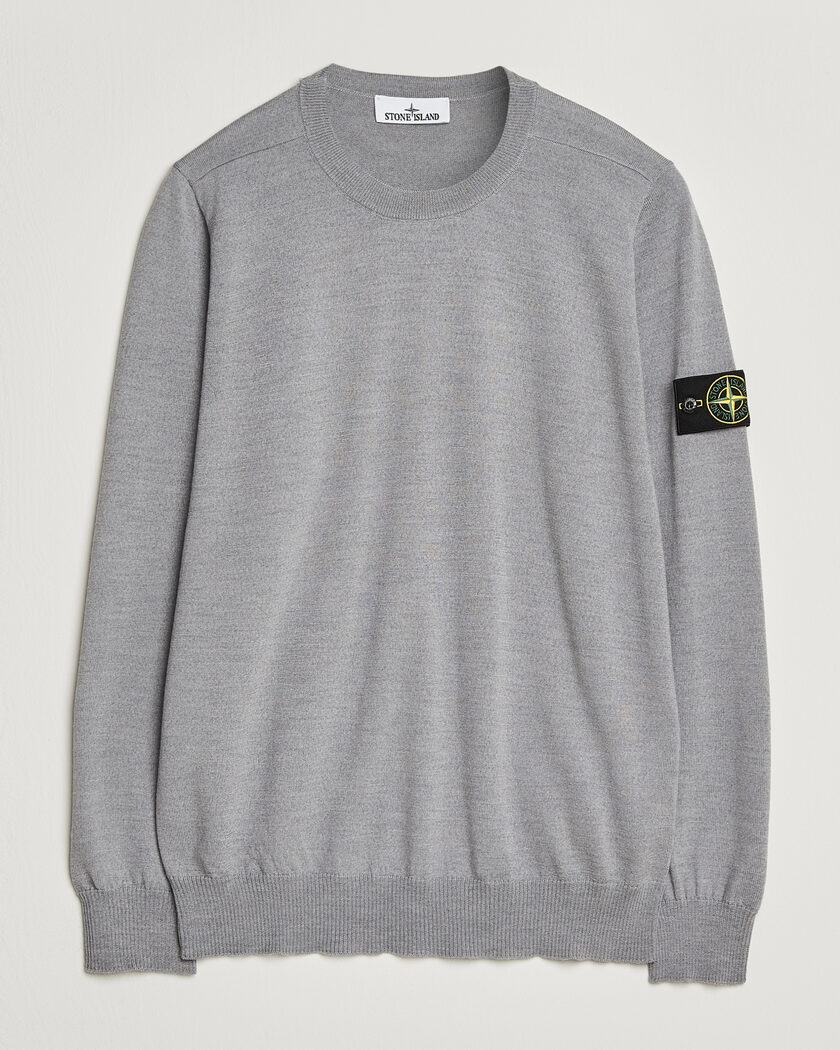 Stone Island Light Pure Wool Crew Neck Ash Grey Melange – Grigio