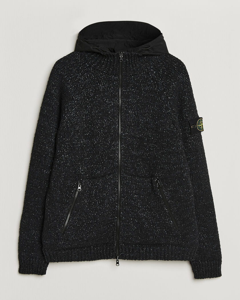 Stone Island Brushed Cotton/Nylon Reversible Zip Hood Black – Nero