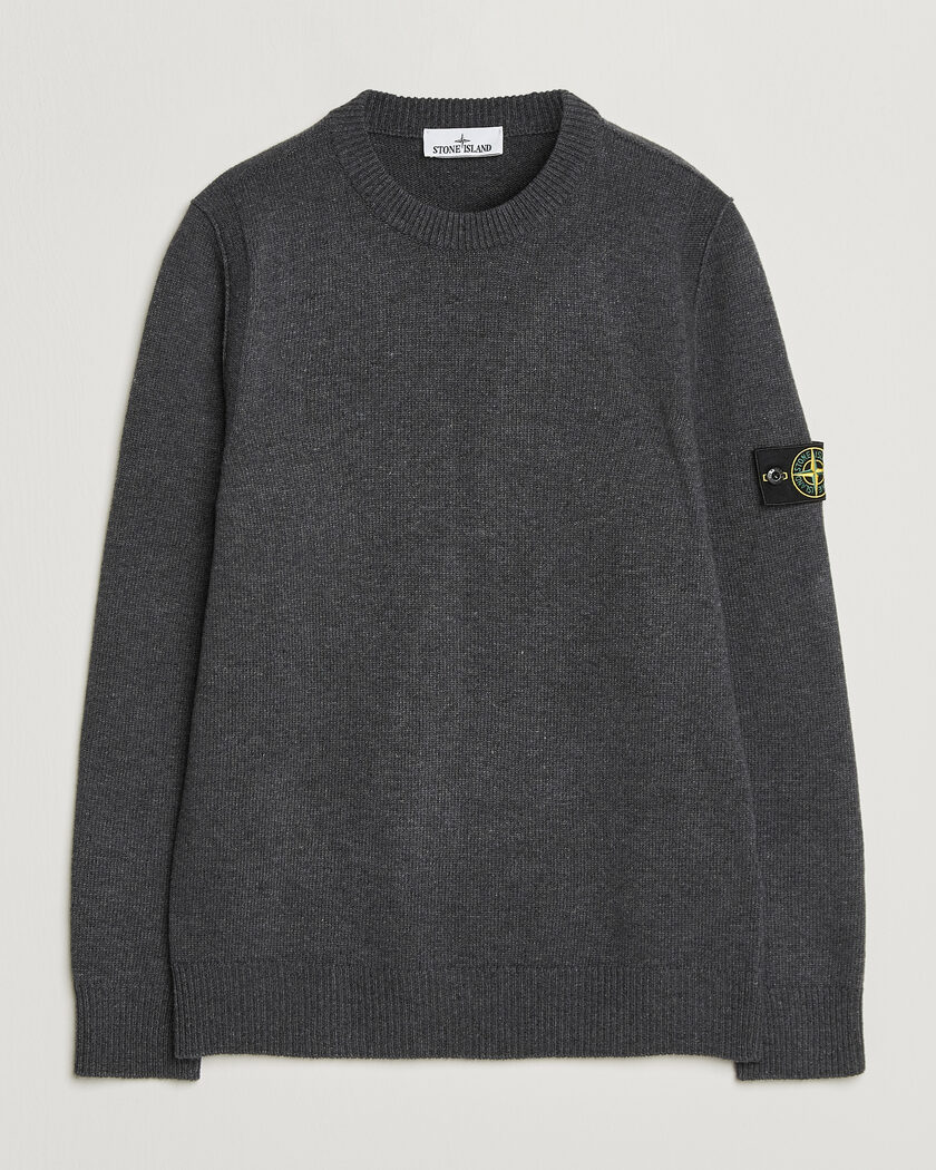 Stone Island Knitted Lambswool Crew Neck Melange Lead – Grigio