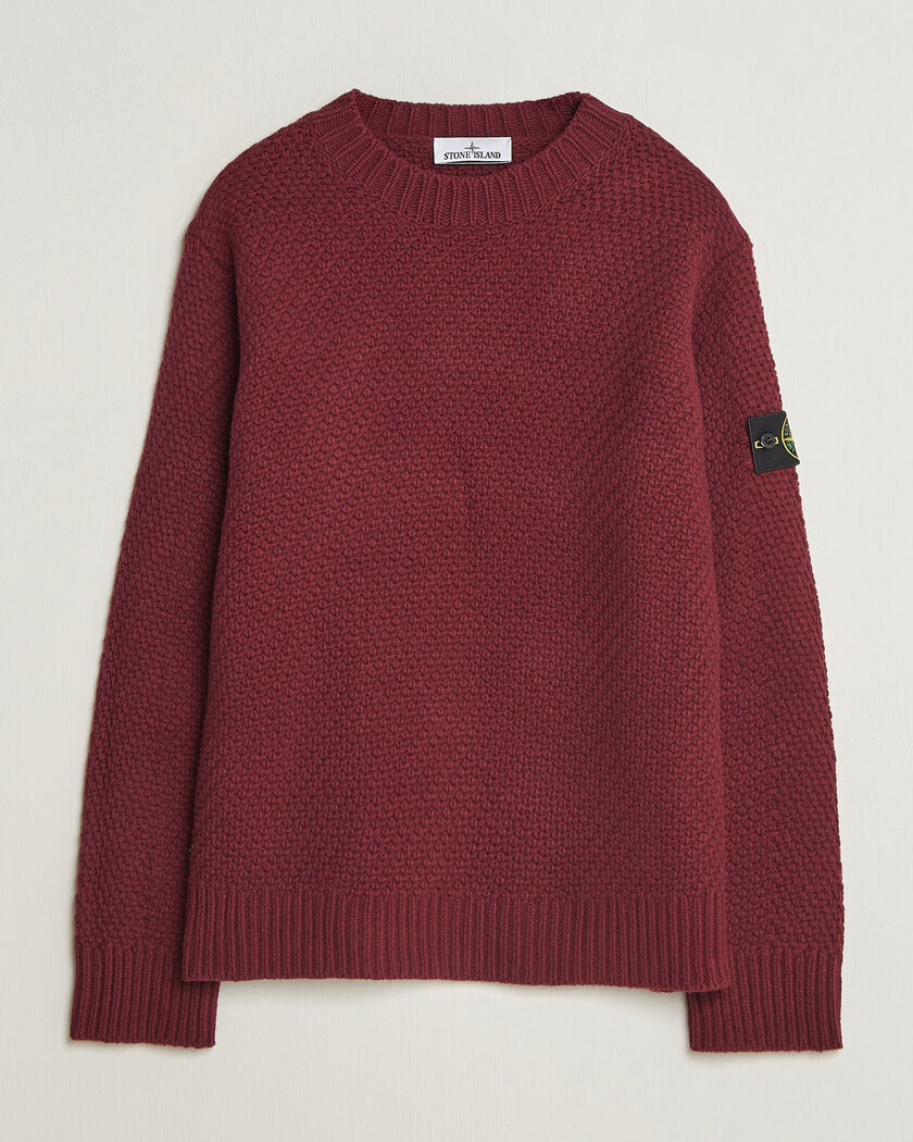 Stone Island Basket Stitch Lambswool Crew Neck Amaranth – Rosso