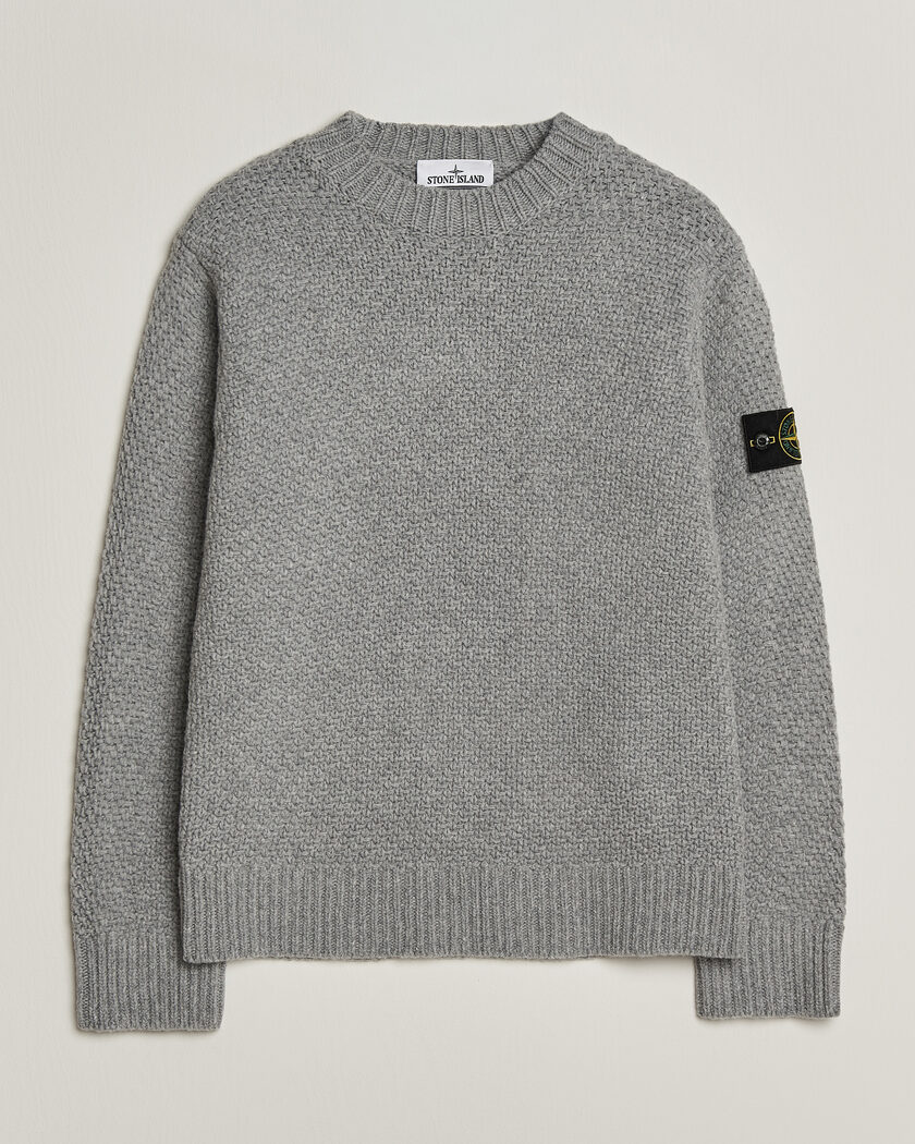 Stone Island Basket Stitch Lambswool Crew Neck Grey Melange – Grigio