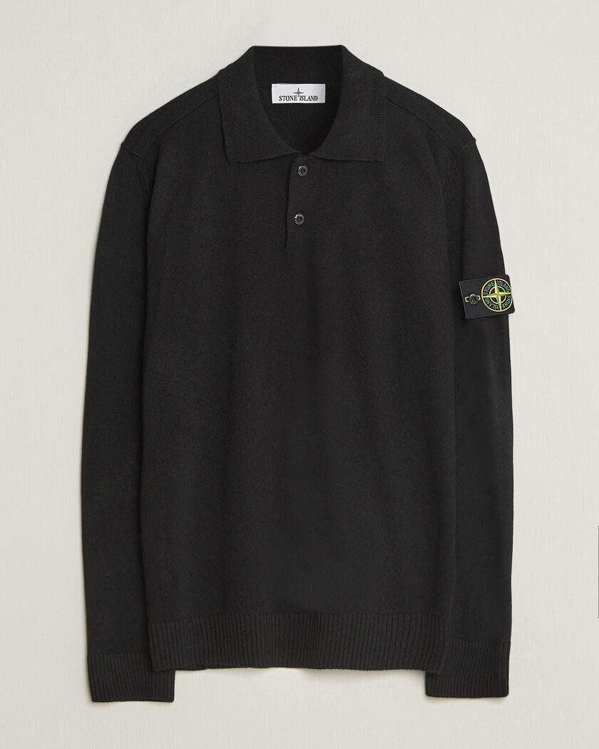 Stone Island Knitted Geelong Wool Polo Black – Nero