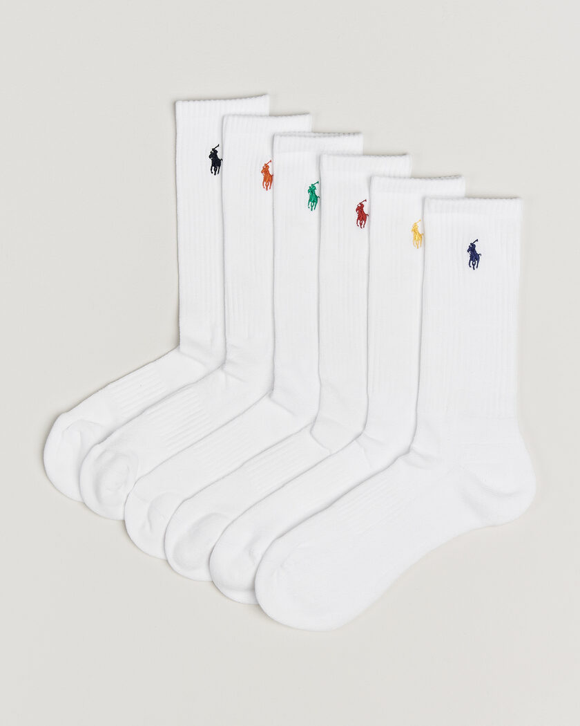 Polo Ralph Lauren 6-Pack Performance Crew Socks White – Bianco