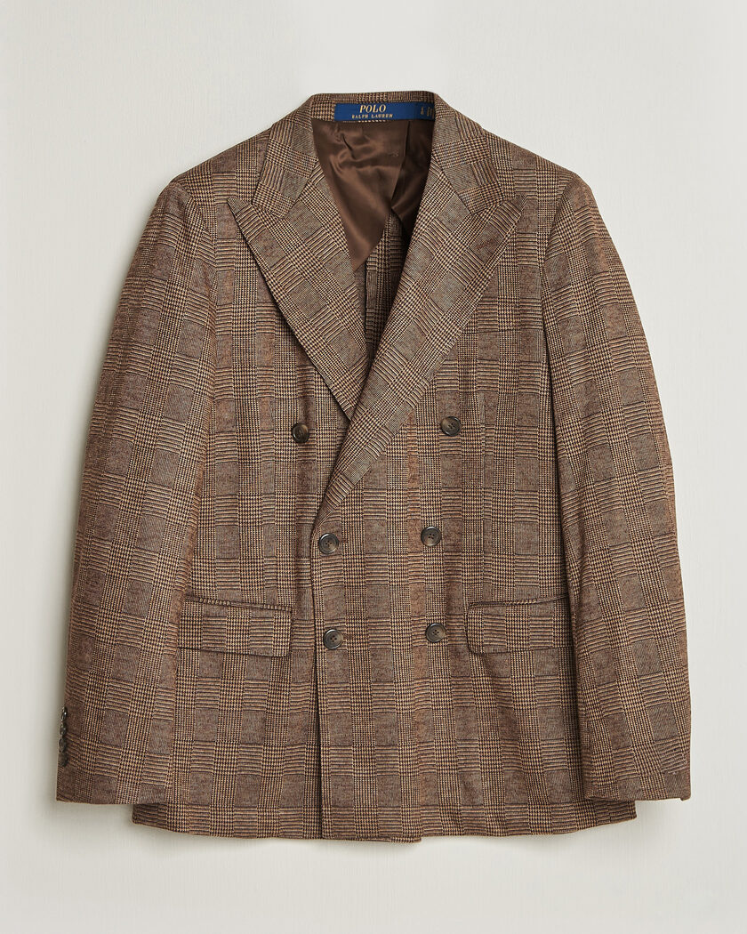 Polo Ralph Lauren Double Breasted Glenplaid Knit Sportcoat Tan/Brown – Marrone