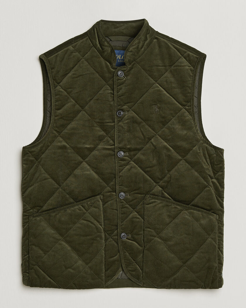 Polo Ralph Lauren Quilted Corduroy Vest Company Olive – Verde