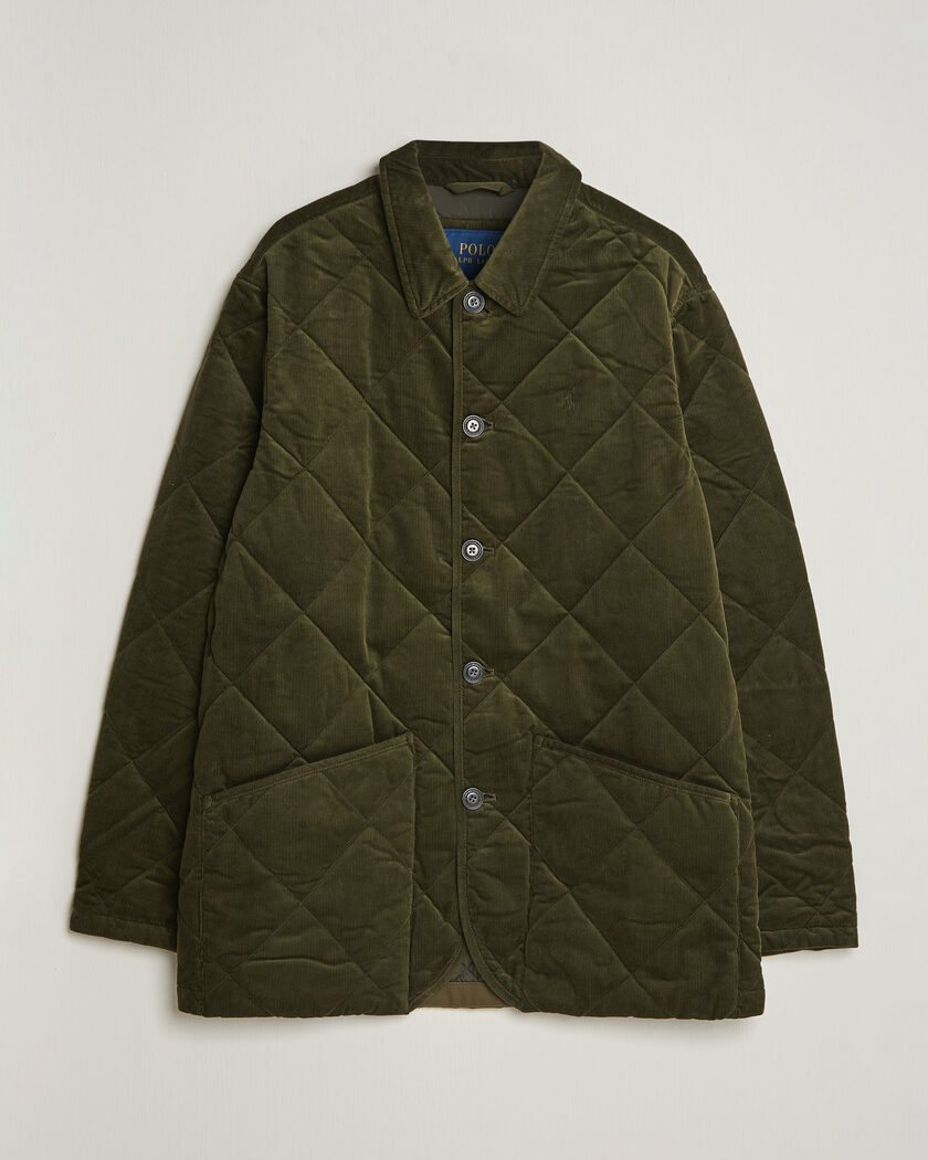 Polo Ralph Lauren Quilted Corduroy Car Coat Company Olive – Verde