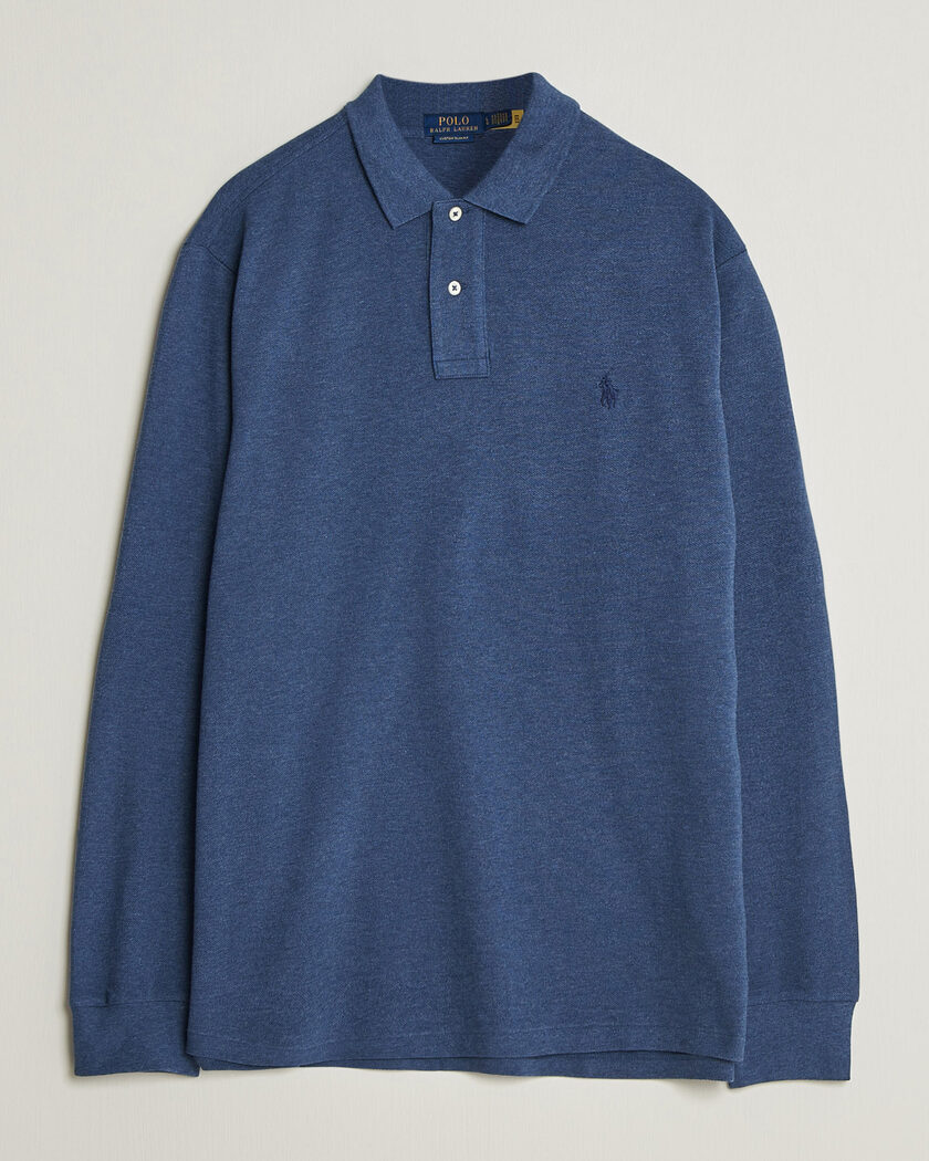 Polo Ralph Lauren Custom Slim Fit Long Sleeve Polo Derby Blue Heather – Blu