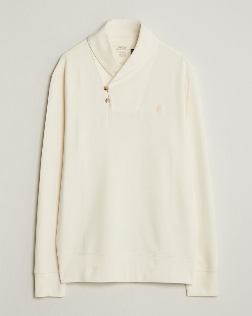 Polo Ralph Lauren Double Knitted Shawl Collar Sweater Pale Cream – Bianco