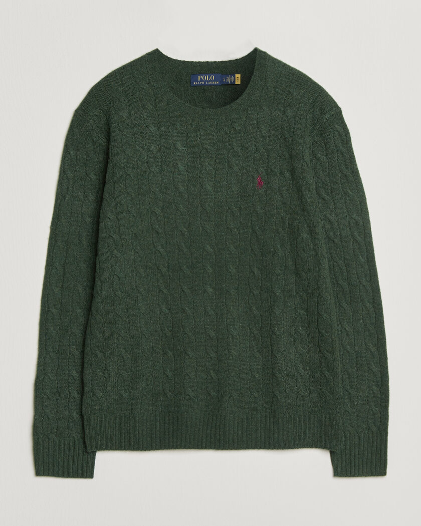 Polo Ralph Lauren Wool/Cashmere Cable Crew Neck Lodgepole Pine Heather – Verde