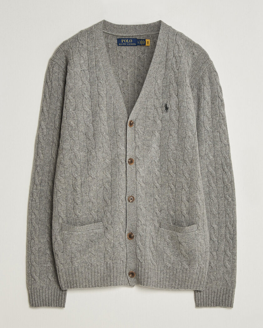 Polo Ralph Lauren Wool/Cashmere Cable Cardigan Fawn Grey Heather – Grigio