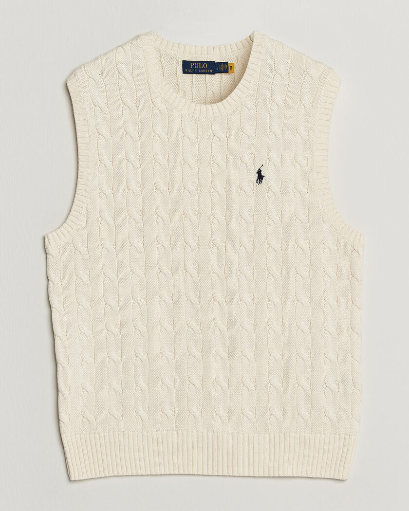 Polo Ralph Lauren Cotton Cable Vest Andover Cream – Bianco