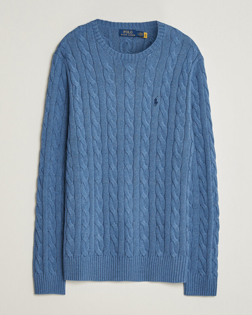 Polo Ralph Lauren Cotton Cable Pullover  Blue Borage Heather – Blu