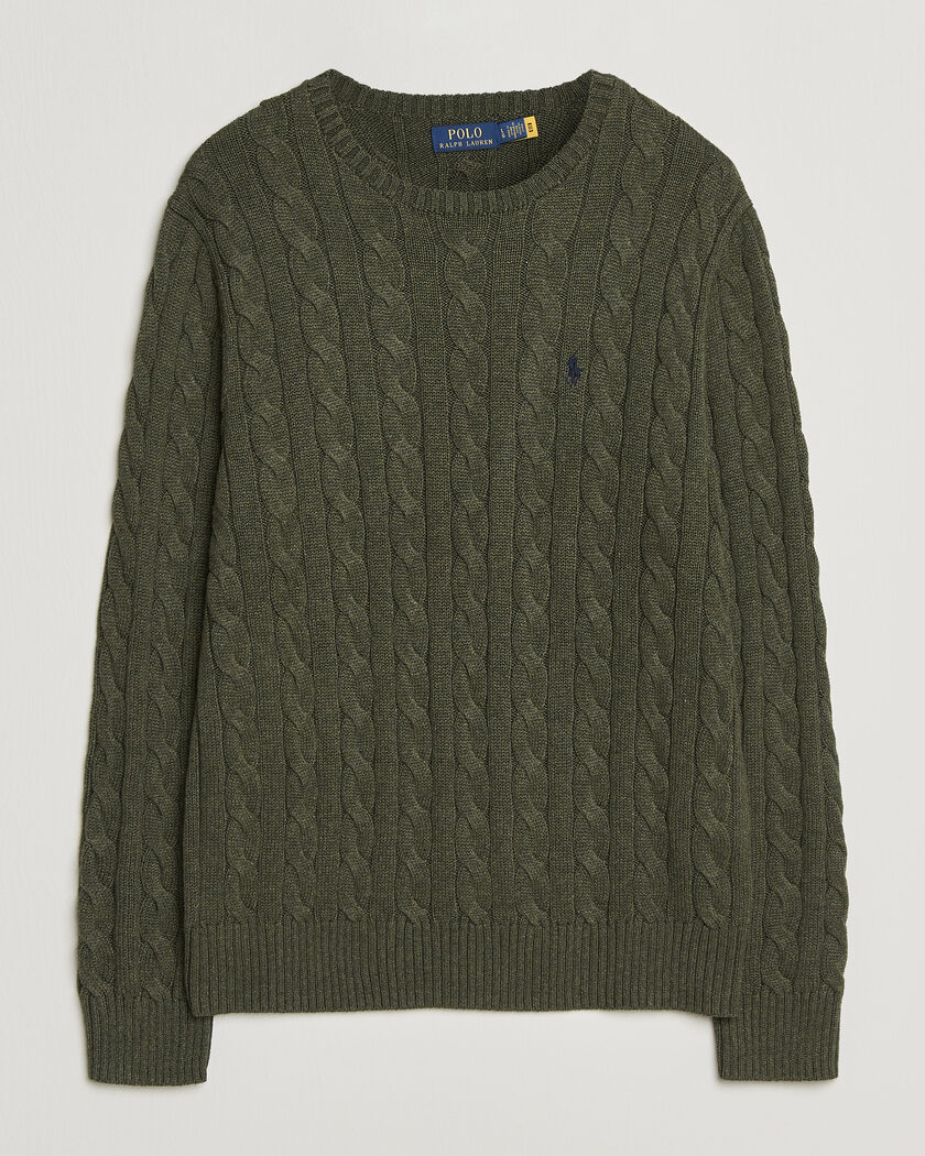 Polo Ralph Lauren Cotton Cable Pullover  Olive Shrub Heather – Verde