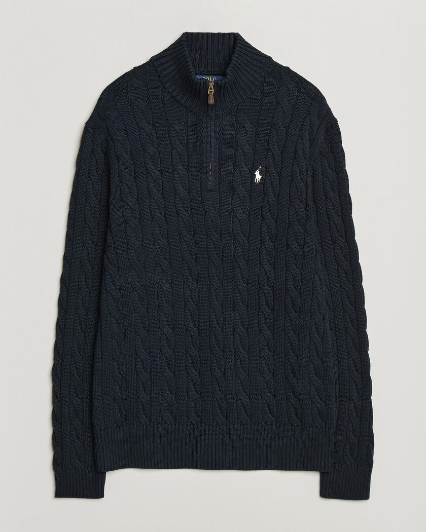 Polo Ralph Lauren Cotton Cable Half Zip Hunter Navy – Blu